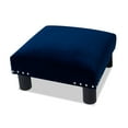 thumbnail image 3 of Jules Square Accent Footstool Ottoman Navy Blue, 3 of 5