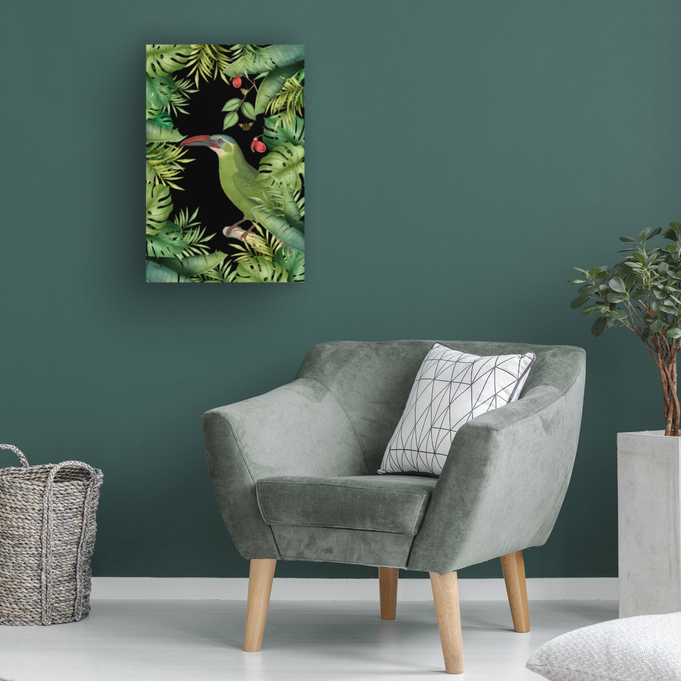 Trademark Fine Art Andrea Haase  Jungle With Green Toucan Canvas Wall Art