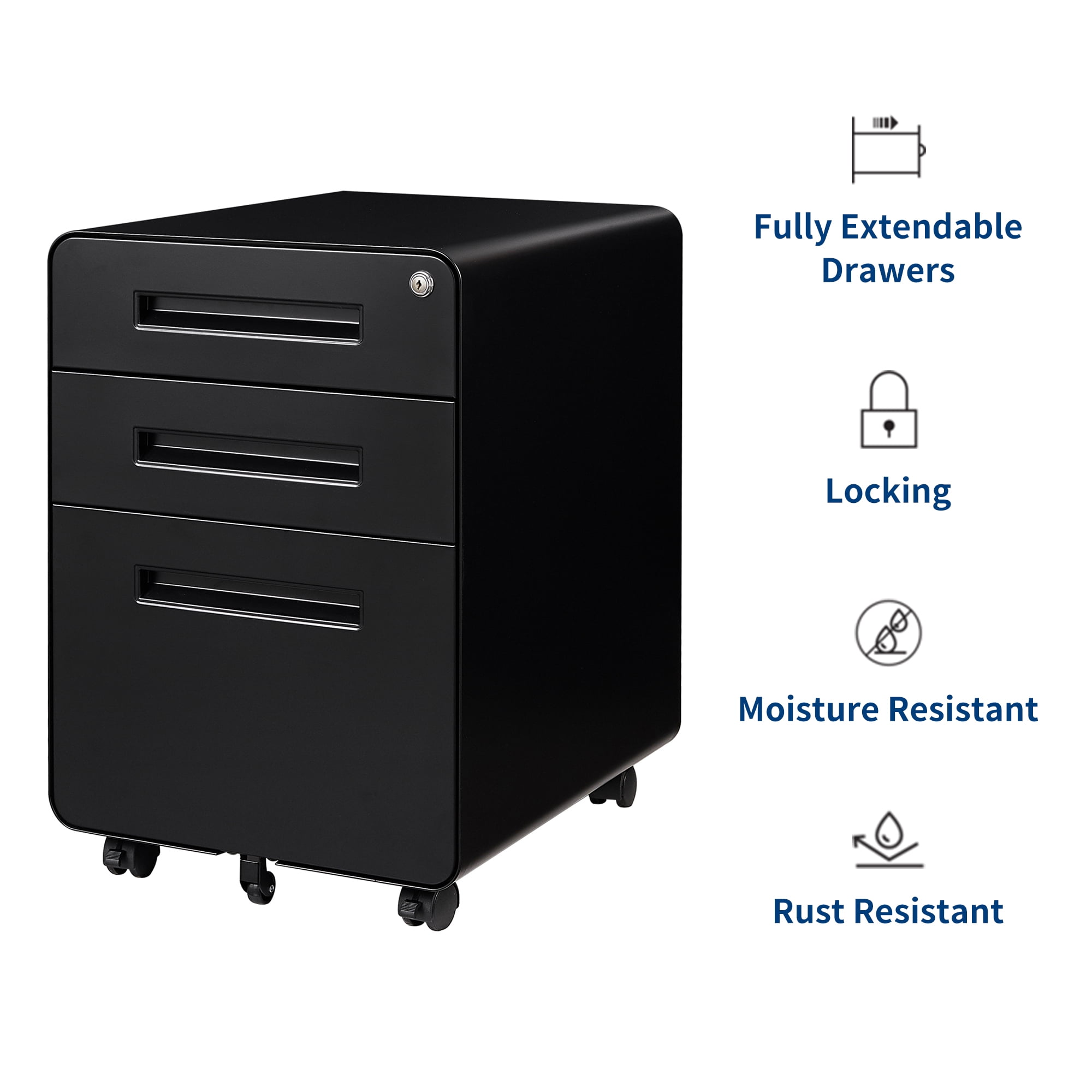 Dropship Mobile File Cabinet 3 Drawer Metal Storage Filing Cabinet With Lock  And Key; Under Desk Legal Letter File Rolling Cabinets With Anti - Tilt  Wheels For Home & Office to Sell