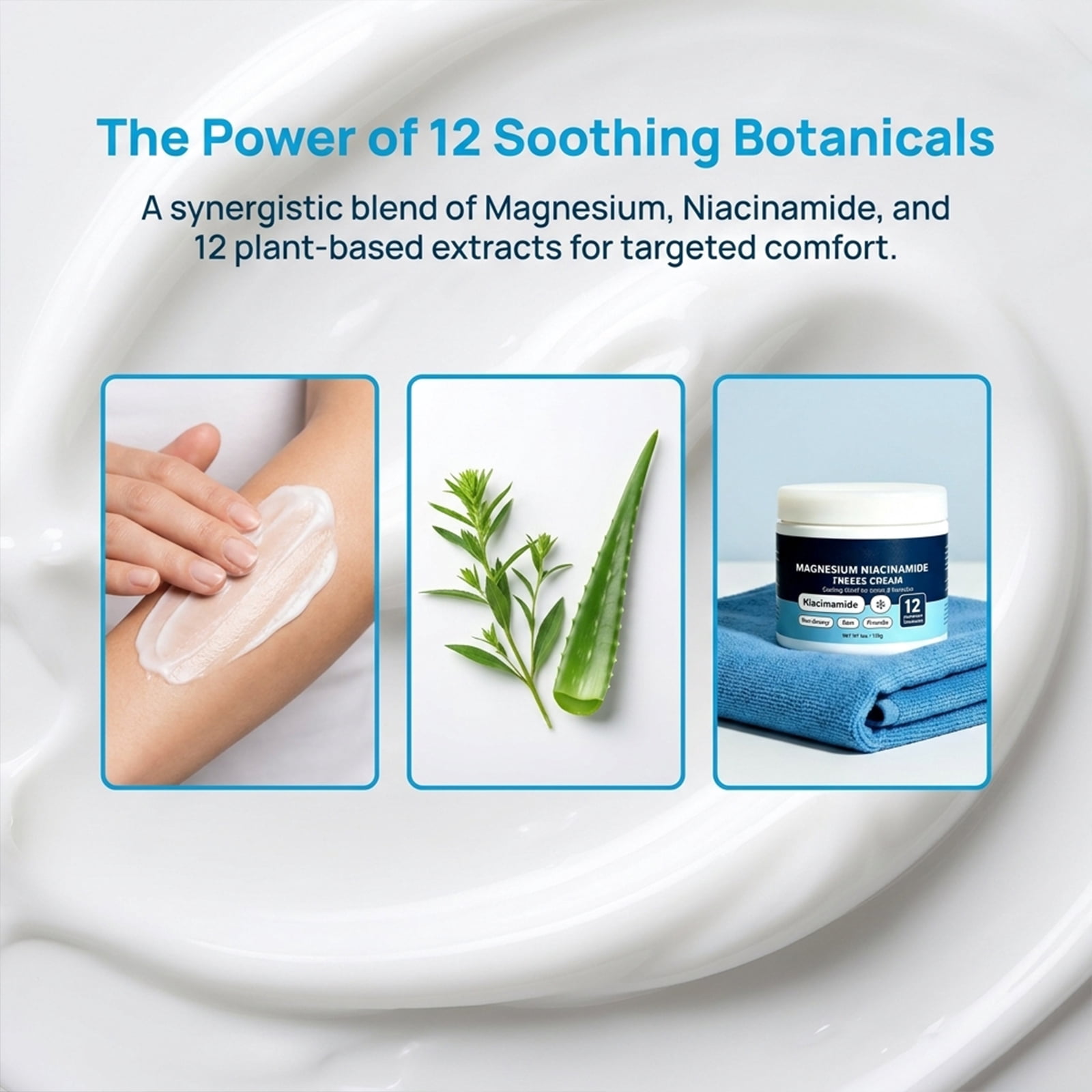 Magnesium Niacinamide Freeze Cream, Cooling Body Cream with 12 Botanicals, Non-Greasy Fast-Absorbing for Legs and Feet