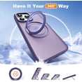 thumbnail image 2 of Designed for iPhone 12 Case & iPhone 12 Pro Case with 360° Rotatable & Invisible Magnetic Ring Stand [Compatible with Magsafe] Translucent iPhone 12 & Pro Phone Case 6.1", Dark Purple, 2 of 7