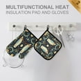 thumbnail image 4 of Yayeee Oven Mitts and Pot Holder Set of 4 Heat Resistant Kitchen Gloves Baking Hot Pad, Mystical Owls Pattern, 4 of 5