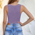 thumbnail image 5 of Women Ribbed Tank Top Summer Sleeveless V Neck Fitted Stretch Tops Basic Casual Slim Solid Layering Shirt for Daily Wear Gym Workout, 5 of 6