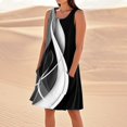 thumbnail image 1 of WILLBEST Vestido Casual De Lino Para Mujer, Vestido Playero Informal Hasta La Rodilla, Sin Mangas, Estampado De Verano, Con Bolsillos, 1 of 3