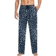 thumbnail image 3 of Men's Pajama Pants with Pockets Sleepwear Lounge Pants Stretch Casual Blue Leopard Animal Print, 3 of 6