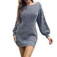 thumbnail image 3 of Ediodpoh Women Long Sleeve Fashionable Solid Button Knitted Dress Medium Sweater Dresses Wool for Casual Wear Black S, 3 of 9