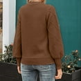 thumbnail image 4 of Htigea Womens Crew Neck Lantern Sleeve Sweater Cute Knit Pullover Solid Casual Comfy Everyday Jumper Tops Coffee XL, 4 of 7