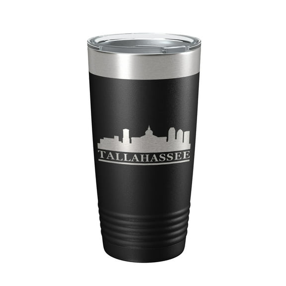 Tallahassee Skyline Tumbler Travel Mug Insulated Laser Engraved Coffee Cup Florida 20 oz Black