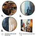 thumbnail image 3 of Designart "Midcentury Metropolis Blue Grey Vision II" Mid-century Floater Framed Canvas Wall Art, 3 of 7
