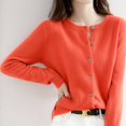 thumbnail image 1 of 24 primavera y otoño nuevo cárdigan de punto con cuello redondo suéter fino para mujer suéter de lana de estilo occidental suelto y versátil Top C, 1 of 3