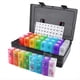thumbnail image 1 of Pastillero Mensual, Dispensador de Viaje, Contenedor de Almacenamiento, Dispensador de Pastillas Colorido, Contenedor de Embalaje, Pastillero Negro de 32 Ranuras., 1 of 5