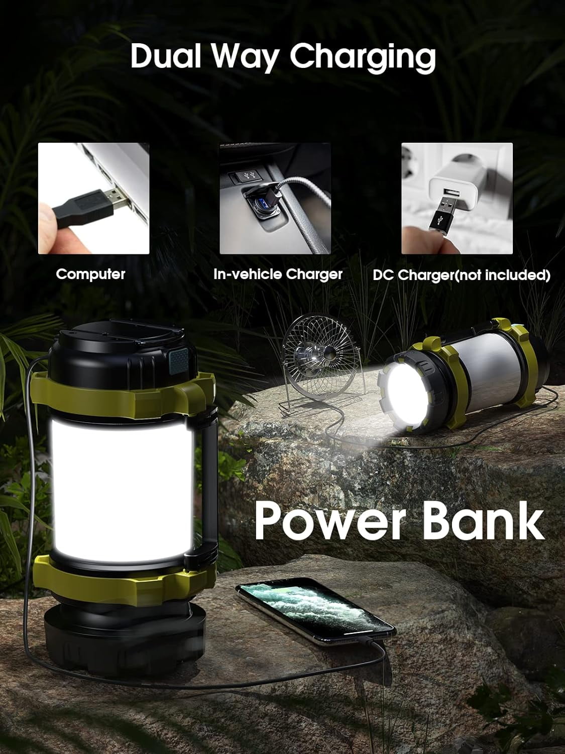 BEEPRINCESS Rechargeable LED Camping Lantern, 800 High-Lumen Flashlight with 4000mAh Power Bank, 6 Modes, IPX4 Waterproof, Ideal for Camping/Hiking/Outdoor Recreations/Outage/Hurricane/Emergency