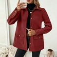 thumbnail image 2 of CHUMUD Women's 2025 Winter Elegant Pea Coat Wool Blend Trench Coat with Pockets Lapel Long Sleeve Shacket Jackets for Casual Work Office, 2 of 6