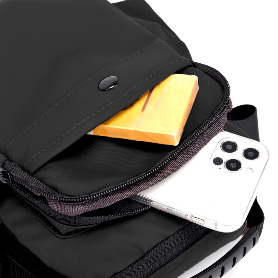 Crossbody Bags for Men Women Teens Messenger Bag Waterproof Oxford Nylon Crossbody Sling Bag Black