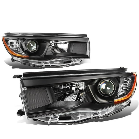 DNA Motoring For 14-16 Toyota Highlander Black Amber Corner Projector Headlight Lamps Pair