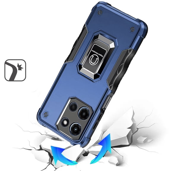 For Motorola Moto G 5G 2025 Hybrid Stand Magnetic Ring Holder Kickstand Heavy Duty Rugged Drop Silicone & Hard PC Shockproof Cover, XPM Phone Case [Blue]