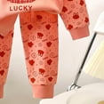 thumbnail image 4 of NIEWTR Toddler Baby Girls Clothes Fall Winter Outfits Short Autumn Winter Sleeve Letters Printed Shirt Pants Sets Cartoon Print 2PC Little Girl Girl Gift Set,12-18 Months, 4 of 5