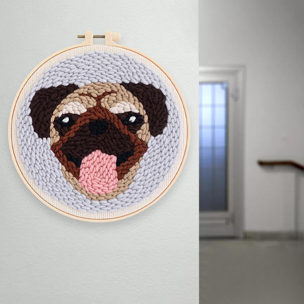 Yunhgft Punch Needle Kit DIY Needlework Animal Dog Embroidery for Adult Kid Starter B B