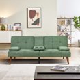thumbnail image 2 of Colamy Fabric Sofa Bed with Adjustable Backrest for Small Spaces, Green, 2 of 22
