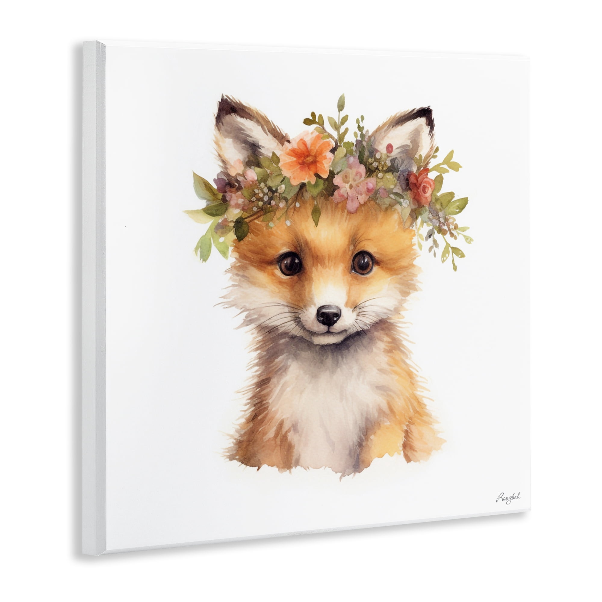 Stupell Industries Woodland Fox Flower Crown Wall Plaque Art, design by Roozbeh