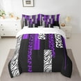 thumbnail image 2 of Manfei Purple Cheetah Print Bedding Comforter Set 7pcs, Fashion Leopard Zebra Queen Bedding Sets, Abstract Stripes Reversible Queen Sheet Sets, Microfiber Bedroom Decor, 2 of 7