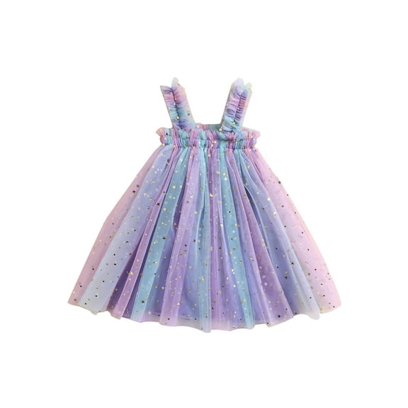 Bagilaanoe Toddler Baby Girl Summer Dress Stars Print Sleeveless A-line Princess Dresses 12M 18M 24M 3T 4T 5T Kid Patchwork Tulle Skirt