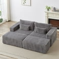 thumbnail image 6 of 87" Oversized Sectional Lounge Chaise,No Assembly Required,Cloud Plush Loveseat with Two Removable Footstool,Fluffy Modern Sleeper Chair for Indoor Living Room Bedroom (Grey), 6 of 11