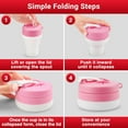 thumbnail image 2 of Pink Collapsible Protein Shaker Bottle – 600mL (20oz), Food-Grade Silicone, Leakproof Lid, Reusable for Protein Shakes, 2 of 9