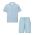 thumbnail image 6 of Luiryar Men's 2 Pieces Shirt Shorts Set Short Sleeve Cotton Linen Button Down Casual Hippie Holiday Beach Outfits, 6 of 9