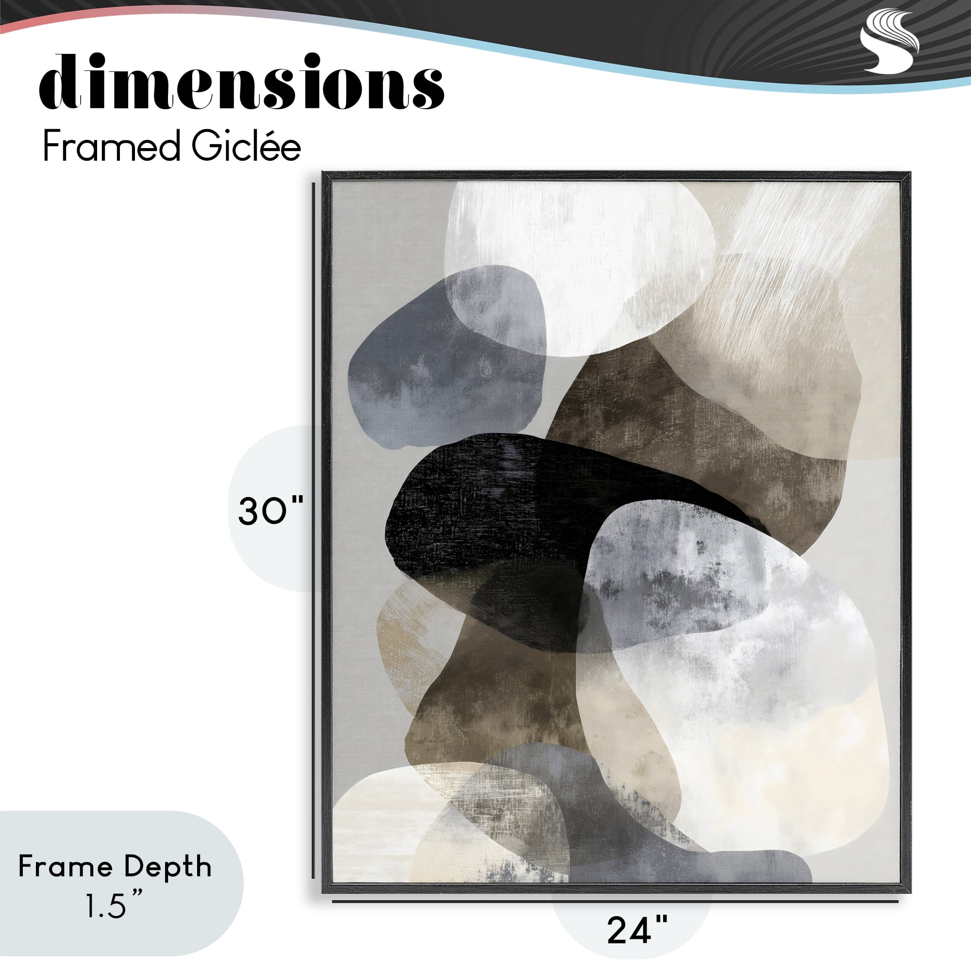 Stupell Industries Thoughts In Muted Layers Black Framed Giclee Art, design by Ink Drop Loft
