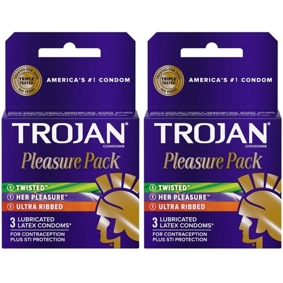 Trojan Pleasure Variety Pack Lubricated Condoms 3 Count (Pack of 2)