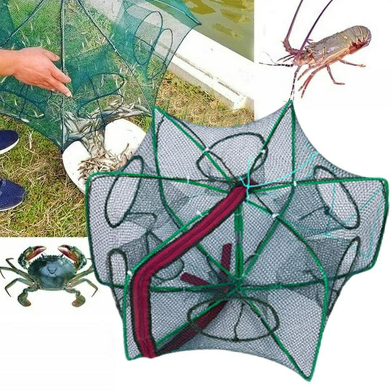 Foldable Fishing Bait Trap Crab Net Strong Shrimp Fish K0P2 Cast Dip Cage  F0W2