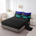 thumbnail image 5 of jejeloiu Vintage Striped Print 7-Piece Bedding Comforter Set,Abstract Geometric Pattern King Bedding Sets,Cyan Black Blue Bed Sheets For Adult,Breathable Home Decor Reversible, 5 of 8