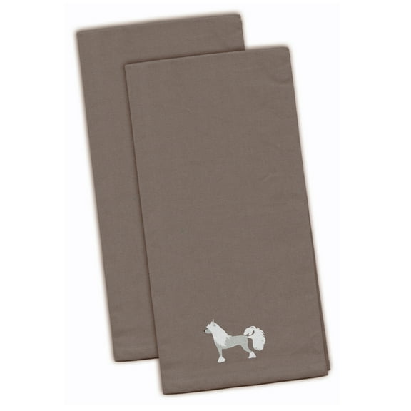Chinese Crested Gray Embroidered Towel Set of 2