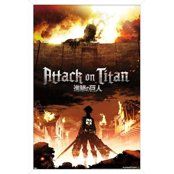 Attack on Titan - Fire Wall Poster, 14.725" x 22.375", Framed