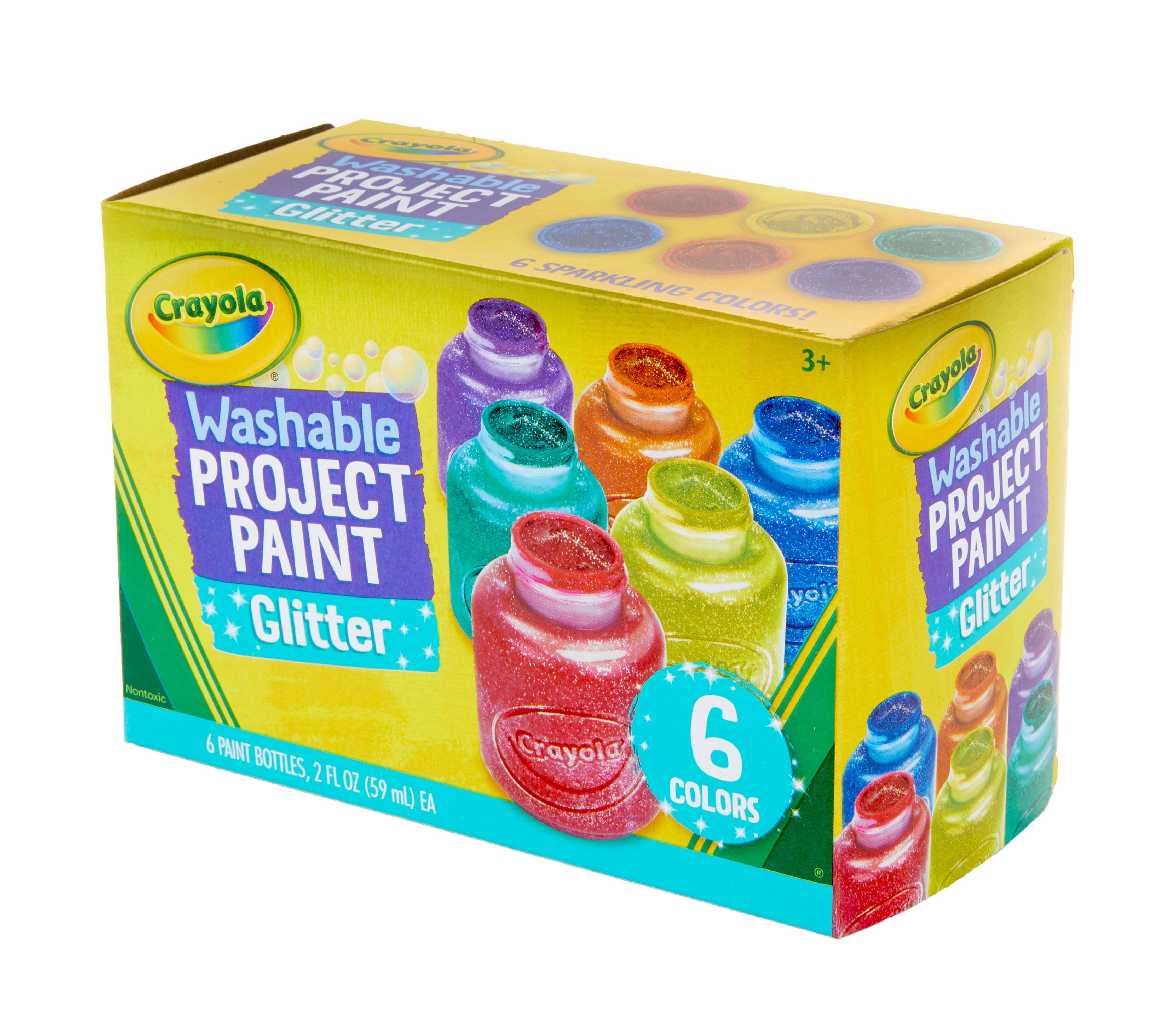 Crayola 6-color Glitter Washable Kids Paint - 2 oz - 6 / Set - Red, Yellow,  Blue, Green, Purple, Orange - Thomas Business Center Inc