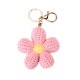 thumbnail image 1 of Llavero de punto hecho a mano con flores de ganchillo, colgante bohemio rosa para bolso, llaves de coche, mochila, accesorios, 1 of 8
