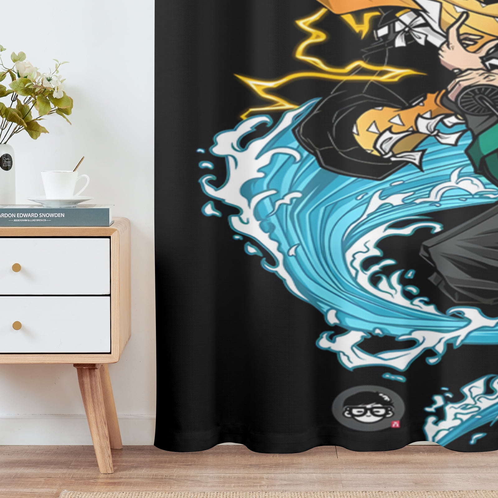 Anime Curtains for Bedroom Drapes Slayer Tanjirou Inosuke Kyoujurou Print Design Window Treatments Curtain Panel Set, 2-Panels, 42" W x 63" L