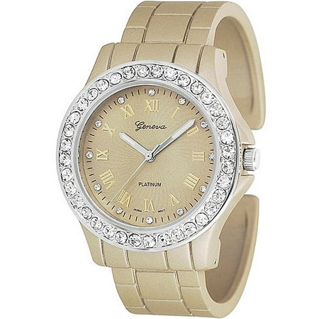 Brinley Co. Women's Rhinestone-Accented Roman Numeral Cuff Watch