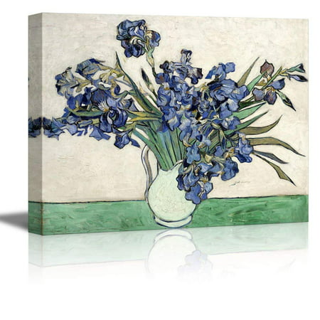 wall26 Irises in a Vase by Vincent Van Gogh - Oil Painting Reproduction on Canvas Prints Wall Art, Ready to Hang - 16x24