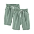thumbnail image 2 of Cowsor Girl's Knee-Length Bermuda Casual Shorts with Elastic Waist Drawstring 2PC, 2 of 4