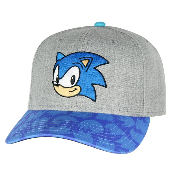 Sonic The Hedgehog Embroidered Face Pre-Curved Bill Adjustable Snapback Hat Cap