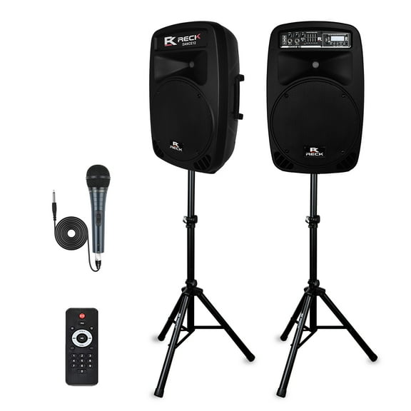 12-Inch 1000W P.M.P.O. Powered PA Speaker System with Bluetooth, USB, SD, FM, Dual Woofers, Remote Control & Adjustable Stand – Ideal for DJ, Live Sound & Events