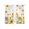 thumbnail image 2 of Sheer Curtains 72 Inches Long 2 Panels, Rustic Yellow Sunflower Leaf Rod Pocket Curtain Voile Draperies, Cute Bee on Grey White Plaid Light Filtering Window Treatment for Living Room Kitchen Bedroom, 2 of 8