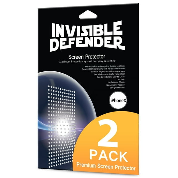 Apple iPhone X Phone Screen Protector Ringke Invisible Defender [Full Coverage][2-Pack] Edge to Edge Side Coverage [Case Compatible] Scratch Resistant Super Thin HD Clearness Film for iPhone 10