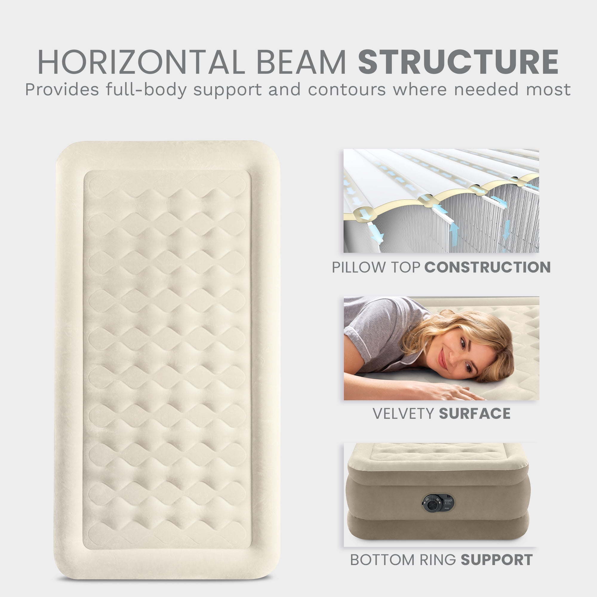 Intex 64425ED Dura-Beam Deluxe Ultra Plush Air Mattress with Built-in Pump, Twin