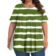 thumbnail image 6 of cocolona Womens Plus Size Summer Tops Crew Neck Short Sleeve Front Pleated T-shirts Casual Loose Stripe Print Tees Blouse, 6 of 6