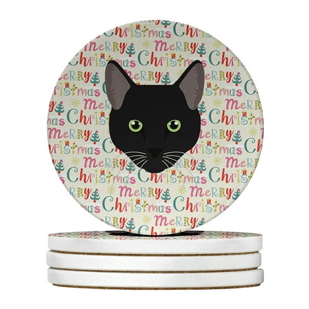 

Pantherette Cat Christmas Large Sandstone Coasters Pack of 4 4 in x 4 in