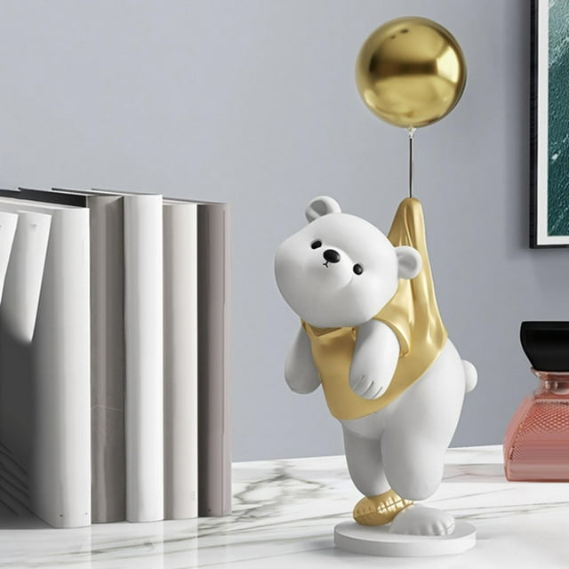 Estatuilla Creativa de Oso Fernando de Resina Globo Figura de Oso Oro