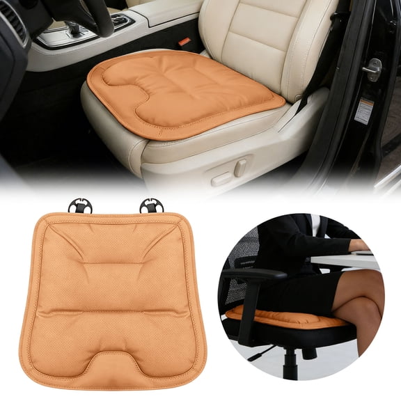 Memory Foam Car Seat Cushion, PU Leather Breathable Ergonomic Pad for Long Driving, Easy-Clean Dirt-Resistant Auto Interior Comfort Support